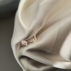 Children's Silver Bird Ear Studs with Epoxy